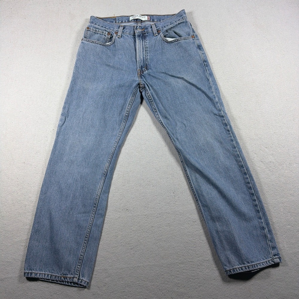 Levis 505 Jeans Men 34x29 Light Wash Blue Denim Pants Workwear Classic‎
